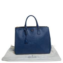 Pre Owned Prada Blue Saffiano Lux Leather Executive Galleria Tote