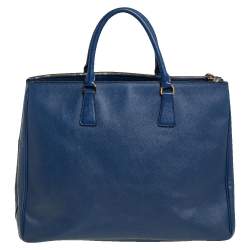 Pre Owned Prada Blue Saffiano Lux Leather Executive Galleria Tote