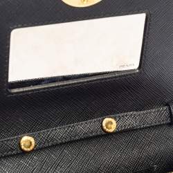 Pre Owned محفظة بسلسلة برادا أركاد جلد سافيانو أسود