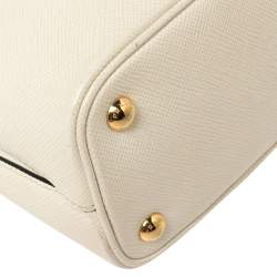 Pre Owned Prada Cream Saffiano Leather Small Panier Bag