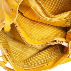 Pre Owned Prada Yellow Vitello Daino Leather Open Tote