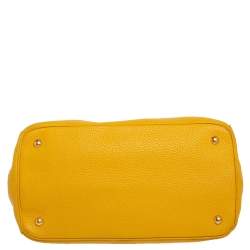 Pre Owned Prada Yellow Vitello Daino Leather Open Tote