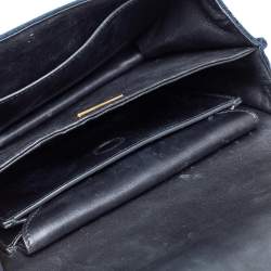 Pre Owned Prada Teal Blue/Black Velvet and Leather Cahier Shoulder Bag