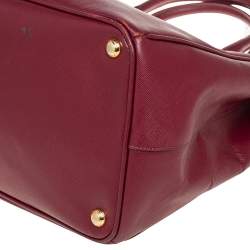 Pre Owned Prada Burgundy Saffiano Lux Leather Medium Galleria Tote