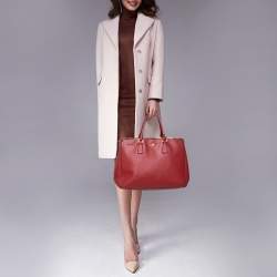 Pre Owned Prada Red Saffiano Lux Leather Large Galleria Tote