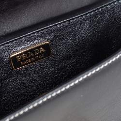 Pre Owned Prada Black Leather Laser Cut Cahier Shoulder Bag
