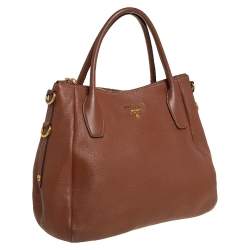 Pre Owned حقيبة هوبو برادا ساكا 2مانيسي دينو فيتلو جلد بني