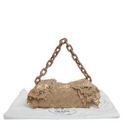 مملوكة مسبقًا حقيبة كتف برادا بيزو دانتيل ذهبي بقلاب