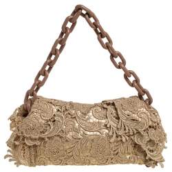 مملوكة مسبقًا حقيبة كتف برادا بيزو دانتيل ذهبي بقلاب