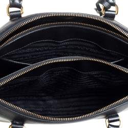 Pre Owned Prada Black Saffiano Leather Small Galleria Double Zip Tote