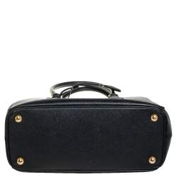 Pre Owned Prada Black Saffiano Leather Small Galleria Double Zip Tote