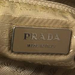 Pre Owned Prada Beige Nylon and Leather Zip Tote