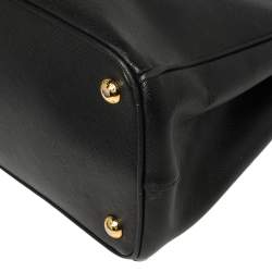 Pre Owned Prada Black Saffiano Leather Small Galleria Double Zip Tote