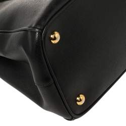 Pre Owned Prada Black Saffiano Leather Small Galleria Double Zip Tote