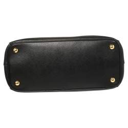 Pre Owned Prada Black Saffiano Leather Small Galleria Double Zip Tote
