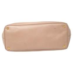 Pre Owned Prada Beige Saffiano Leather Medium Galleria Double Zip Tote