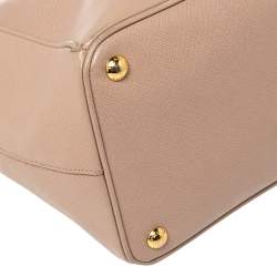Pre Owned Prada Beige Saffiano Leather Medium Galleria Double Zip Tote
