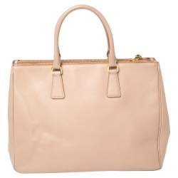 Pre Owned Prada Beige Saffiano Leather Medium Galleria Double Zip Tote