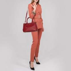 Pre Owned Prada Red Saffiano Lux Leather Small Galleria Tote