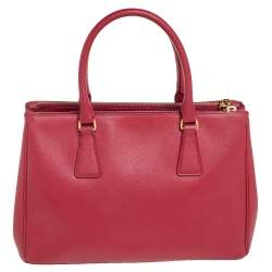 Pre Owned Prada Red Saffiano Lux Leather Small Galleria Tote