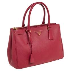 Pre Owned Prada Red Saffiano Lux Leather Small Galleria Tote