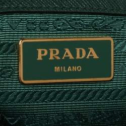 Pre Owned Prada Green Saffiano Lux Leather Executive Double Zip Tote