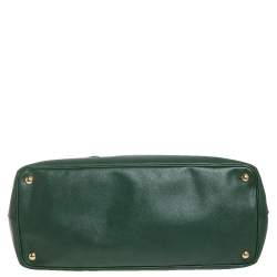 Pre Owned Prada Green Saffiano Lux Leather Executive Double Zip Tote