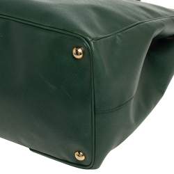 Pre Owned Prada Green Saffiano Lux Leather Executive Double Zip Tote