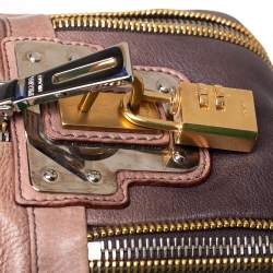 Pre Owned Prada Ombre Brown Glace Leather Zippers Bauletto Bag