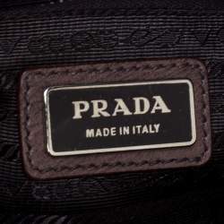 Pre Owned Prada Ombre Brown Glace Leather Zippers Bauletto Bag