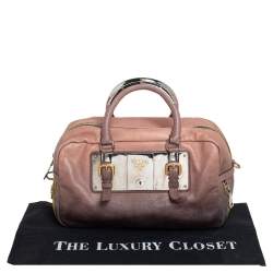 Pre Owned Prada Ombre Brown Glace Leather Zippers Bauletto Bag