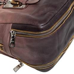 Pre Owned Prada Ombre Brown Glace Leather Zippers Bauletto Bag