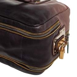 Pre Owned Prada Ombre Brown Glace Leather Zippers Bauletto Bag