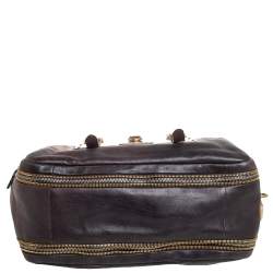 Pre Owned Prada Ombre Brown Glace Leather Zippers Bauletto Bag