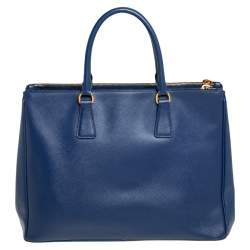 Pre Owned Prada Blue Saffiano Lux Leather Large Galleria Tote