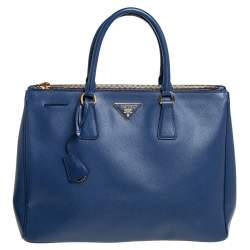Pre Owned Prada Blue Saffiano Lux Leather Large Galleria Tote