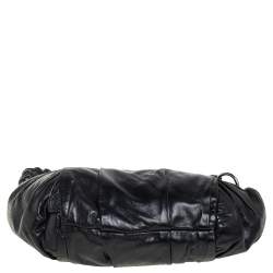 Pre Owned حقيبة هوبو برادا جلد أسود لامع يد مجدولة