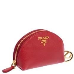 Pre Owned Prada Red Saffiano Leather Coin Purse