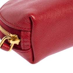 Pre Owned Prada Red Saffiano Leather Coin Purse