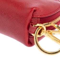 Pre Owned Prada Red Saffiano Leather Coin Purse