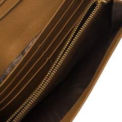 Pre Owned Prada Tan Quilted Saffiano Leather Flap Continental Wallet