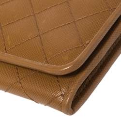 Pre Owned Prada Tan Quilted Saffiano Leather Flap Continental Wallet