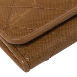 Pre Owned Prada Tan Quilted Saffiano Leather Flap Continental Wallet