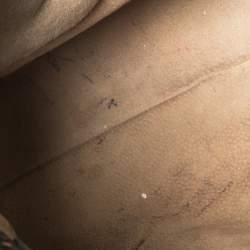 Pre Owned Prada Dark Brown/Black Woven Madras Leather Flap Top Handle Bag