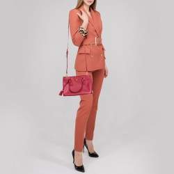 Pre Owned Prada Red Saffiano Lux Leather Mini Galleria Double Zip Tote