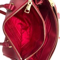 Pre Owned Prada Red Saffiano Lux Leather Mini Galleria Double Zip Tote