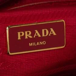 Pre Owned Prada Red Saffiano Lux Leather Mini Galleria Double Zip Tote