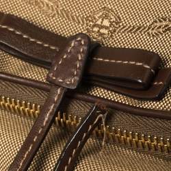 مملوكة مسبقًا حقيبة باكيت برادا كانفاس بني جاكار بالشعار وحواف جلد