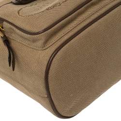 مملوكة مسبقًا حقيبة باكيت برادا كانفاس بني جاكار بالشعار وحواف جلد