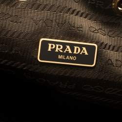 مملوكة مسبقًا حقيبة باكيت برادا كانفاس بني جاكار بالشعار وحواف جلد